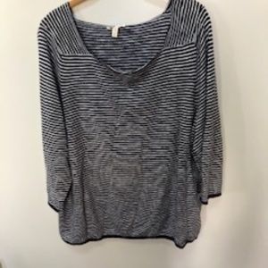 light knit navy white stripe top